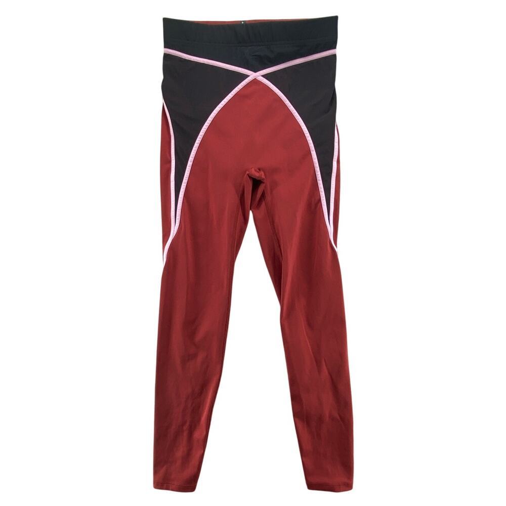 Fenty x Savage High Waist Colorblock Leggings Burgundy Pink Black Activewear M